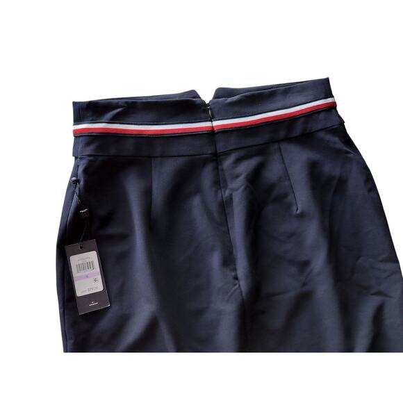 New Tommy Hilfiger Women's Navy Blue Midi Skirt Red White Stripes at Waist Sz 6 - Picture 6 of 11